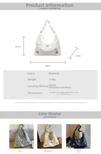 Detailed dimensions and product specs for floral tote bag with bow accent