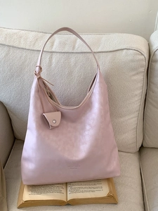 Minimalist PU Leather Large Capacity Hobo Bag For Women Solid Color Single Shoulder Tote Bag Casual Commute Sophisticated Handbag