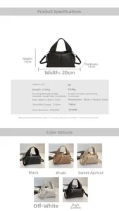 Detailed size chart and multi-color selection for PU leather Boston handbag