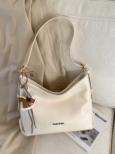 Women Vintage PU Leather Shoulder Bag With Horse Pendant Minimalist Hobo Tote Crossbody Bag For Daily Commuting Office