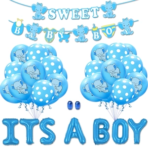 Set Decorazioni Baby Shower Elefante It's a Boy Girl Banner Palloncini in Lattice Alluminio Gender Reveal Compleanno Festa