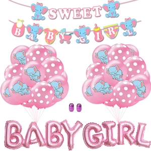 Decorazioni baby shower elefante rosa per bambina con striscione e palloncini in foil