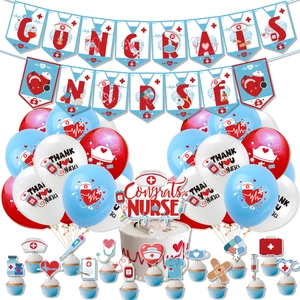 Nurse Appreciation Day Party Decorations Set Congrats Nurse Banner Latex Balloons Cake Toppers Graduation Party Supplies