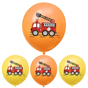 Orange and yellow fire truck latex balloons for kids birthday party decorations