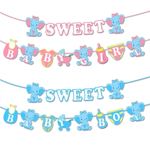 Striscioni per festa di rivelazione del genere con elefanti Sweet Baby Boy e Girl decori