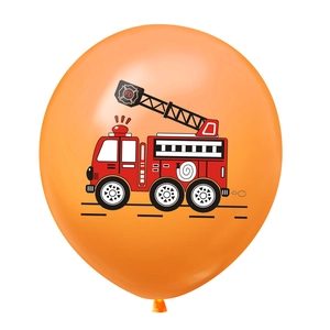 Orange 12-inch fire truck latex balloon for kids' birthday fire rescue theme party decoration