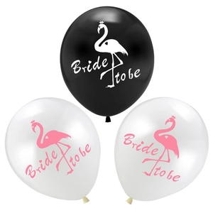 Flamingo Bride to Be latex balloons in black and white for hen party wedding decor