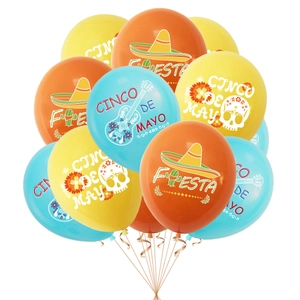 Mexican Fiesta Balloons Cinco De Mayo Latex Balloon Skull Cactus Guitar Prints For Festival Party Decorations