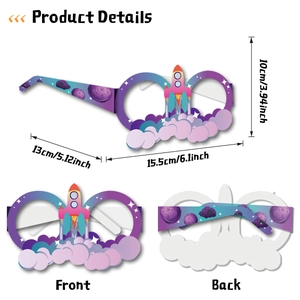 Space themed paper glasses for party props featuring rocket and astronaut illustrations