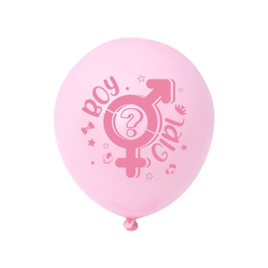 Pink Gender Reveal balloon with Boy or Girl print and question mark for party decor