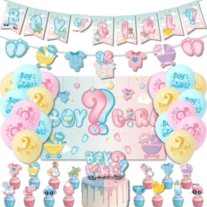 Gender Reveal Party Decorations Boy Or Girl Banner Latex Balloons Cake Toppers Backdrop Baby Shower Celebration Supplies