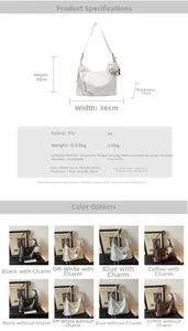 Guide des tailles détaillé et options de couleurs pour le grand sac hobo en cuir PU