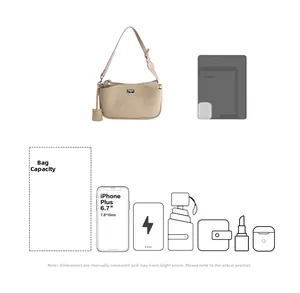 Detailansicht der hohen Kapazität der beige Schultertasche für Handy und Kosmetik