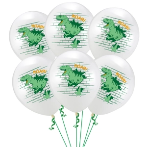 Cartoon Dinosaur Printed Latex Balloons White Dino Themed Children Birthday Party Decorations Supplies For First Birthday