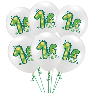 12-inch white dinosaur latex balloons for 1st birthday party theme decoration set