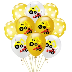 12-inch construction vehicle balloon set with excavator prints for birthday party decor