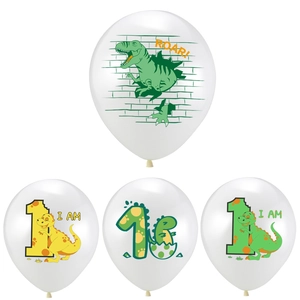 12-inch dinosaur print latex balloons for children's first birthday party decoration