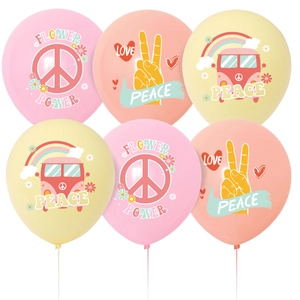 Hippie Groovy Boho Birthday Party Latex Balloons Retro Peace Love Flower Power Daisy Pattern For Kids Party Decorations