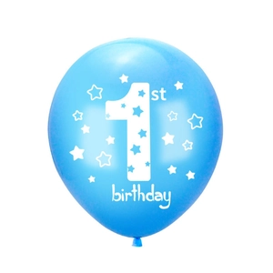 12-inch light blue 1st birthday balloon with stars for baby boys first year party decor