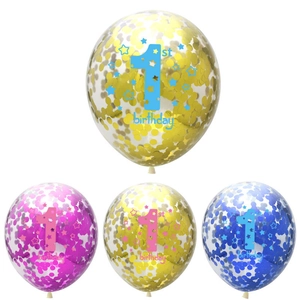 1st Birthday Decorations Latex Balloons First Birthday Party Supplies With Confetti Stars Pattern For Boys Girls Celebration