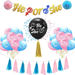 Kit ballon de révélation de genre 36 pouces noir avec ballons roses, bleus et bannière