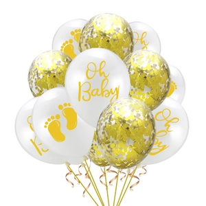 Oh Baby Latex Balloons With Gold Rose Gold Sequins For Baby Shower Birthday Party Decorations Supplies Festive Ornaments