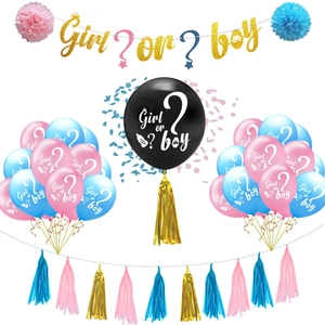 Décorations De Fête Révélation De Genre Ballons En Latex Bannière Confettis Kit Pour Baby Shower Célébration