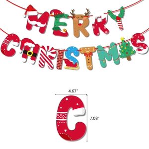 Bannière Joyeux Noël avec rennes et sapins, dimensions 4,67x7,08 pouces pour décor de fête