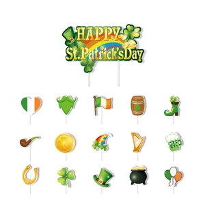 Detailed 16-piece St. Patrick's Day yard signs set with clover and gold coin patterns