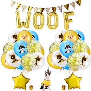 Σετ διακόσμησης πάρτι σκύλου με μπαλόνια WOOF, αστέρια και μπλε μπαλόνια λάτεξ