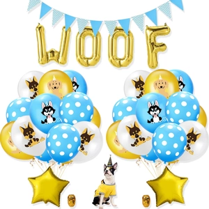 Lot de ballons dorés WOOF et ballons en latex imprimés pour fête d'anniversaire de chien
