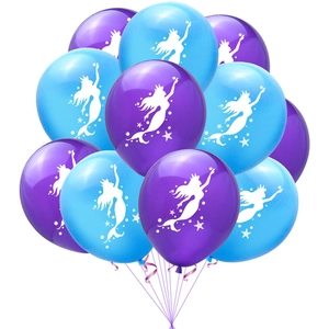 Meerjungfrau Party Deko Set mit lila und blauen Latexballons und Feen-Silhouette