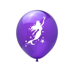 Violetter Meerjungfrau-Partyballon mit weißen Silhouetten für Geburtstagsdeko