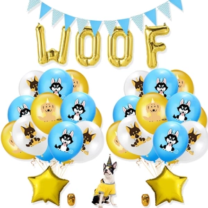 Kit de fête pour chien avec ballons dorés WOOF et ballons en latex à motifs de chiens