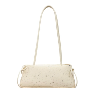 Sac à épaule rectangulaire blanc crème avec broderie étoile et fine bandoulière