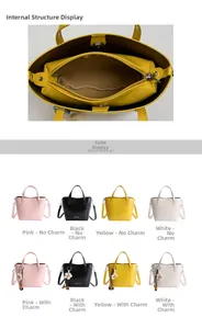 Dettaglio borsa tote con tasca interna a zip e ciondolo floreale opzionale in pelle