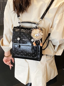 Korean Style Polka Dot Mini Backpack For Women PU Leather Fashion Cute Small Handbag Crossbody Bag With Plush Pendant
