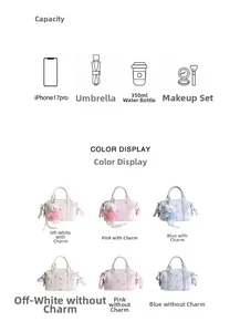 Detailansicht der Kapazität der floralen Zylindertasche für Handy und Schirm
