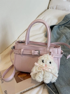 Borsa Tote Piccola Trendy Da Donna In Pelle PU Borsa A Tracolla A Mano Con Grazioso Ciondolo In Peluche Tracolla Regolabile