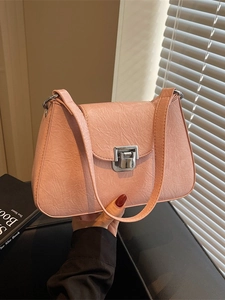 Sac à Épaule en Cuir PU Plissé pour Femmes Style Coréen Sac sous le Bras Couleur Unie Avec Boucle en Métal Élégant Mode