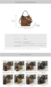 Detailed comparison of four color options for the lychee textured PU leather bucket bag