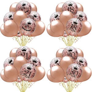 Rose Gold Confetti Latex Balloons Happy Birthday Party Decorations Anniversary Metallic Balloon Decor For Celebration