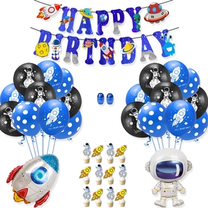 Space astronaut and rocket balloon kit for kids birthday party theme decorations