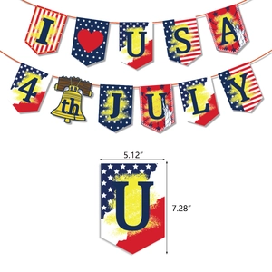 Patriotic Independence Day Party Decoration Banner Cake Toppers Red White Blue Stars Stripes USA Celebration Decor