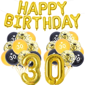Set Palloncini Buon Compleanno Oro Nero Numeri Alluminio Palloncini Lattice Coriandoli Decorazioni Festa Compleanno Adulti
