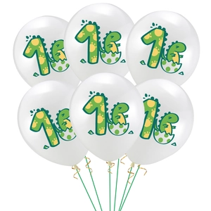 Dinosaur Birthday Balloon First Birthday Party Decoration Latex Balloon For Baby One Year Old Anniversary Dinosaur Egg Printed Pattern Cartoon Balloon