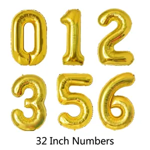 Palloncini numerici dorati da 32 pollici per decorazioni di compleanno e feste speciali