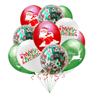 Merry Christmas balloon set with red green white latex and reindeer prints for party decor