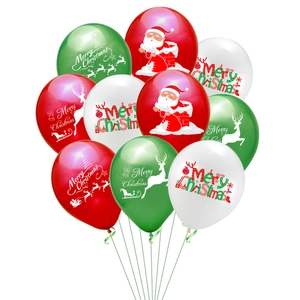 Merry Christmas latex balloons set with Santa and reindeer prints in red green and white