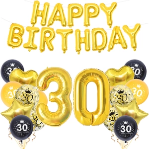 Kit Décoration Anniversaire Noir Or Ballons Latex Confettis Ballons Chiffres Aluminium Fournitures Fête Adultes